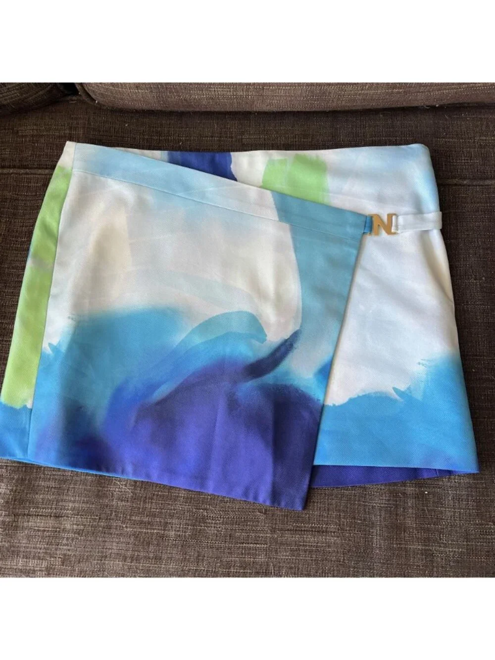 NELBLU Amazonia‎ Asymmetric Crossover Watercolor Print Skort Size Small